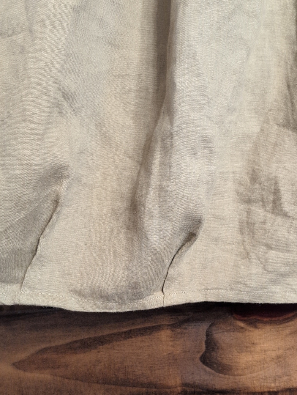 100% Linen Tan Long Skirt Sz Medium Pockets Soft Cottagecore - Picture 3 of 7